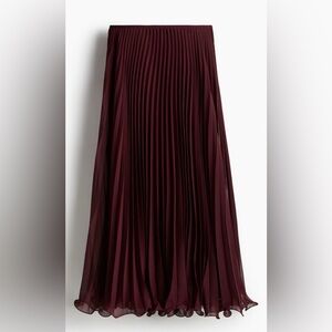 Elegant Burgundy Pleated Skirt and blazer set